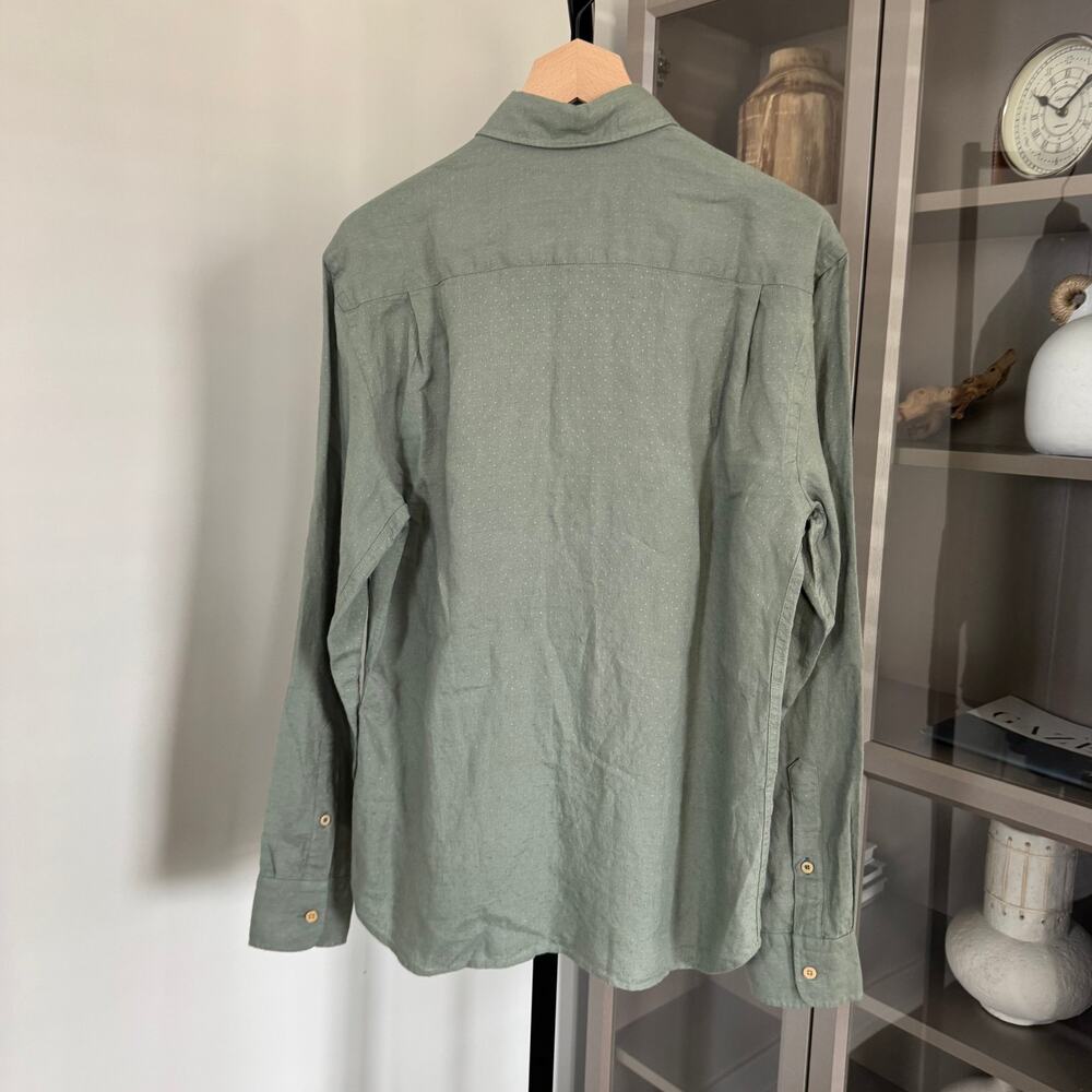 Faherty Linen Laguna Storm Doby Green Long Sleeve Shirt XL NEW Button Up Pocket - Picture 5 of 7